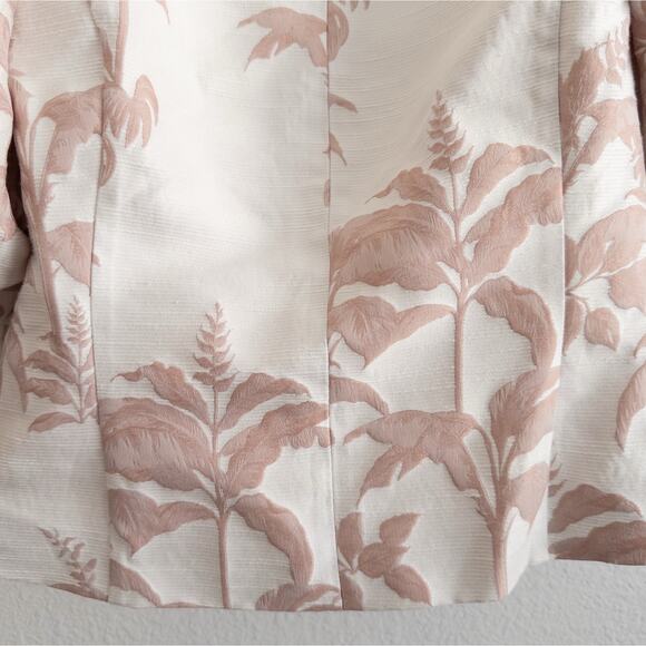Ted Baker Floral Puff Sleeve Riverr Wide Neck Crop Size 5 Cream and Pink - Picture 5 of 9